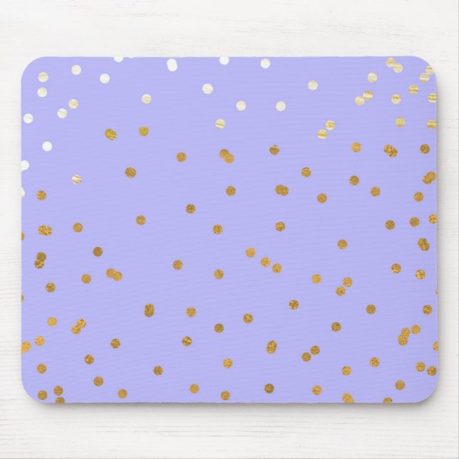 Purple & Gold Confetti Dots Modern Glamour Glam Mouse Pad (Front)
