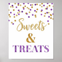 Purple Gold Confetti Sweets & Treats Dessert Table