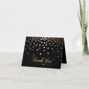 Purple & Gold Confetti Thank You Card