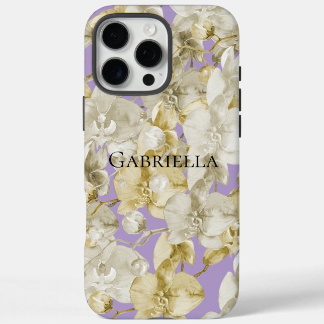 Purple Gold Cream Orchid Flowers   Case-Mate iPhone Case (Back)