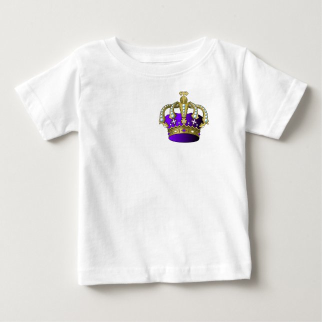 Purple Gold Crown Princess Prince Queen King Royal Baby T-Shirt (Front)