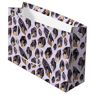 Purple Gold Crystals Birthday Large Gift Bag