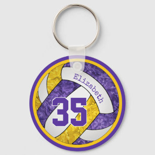 purple gold custom girls volleyball team gifts key ring