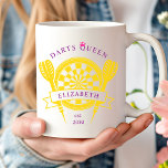 Purple Gold Custom Name Darts Queen Coffee Mug<br><div class="desc">The Purple Gold Family Custom Name Darts Queen Coffee Mug is a stylish and practical gift that adds a Purple Gold Custom Name Dart Master Coffee Mug is a unique and personalised gift idea for dart enthusiasts or family members who enjoy games. The custom design, featuring a sleek black and...</div>