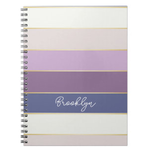 Purple Gold Custom Summer Colour Block Stripes Notebook