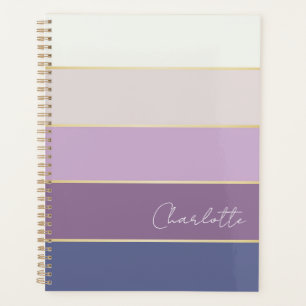 Purple gold Custom Summer Colour Block Stripes Planner