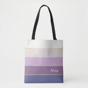 purple gold Custom Summer Colour Block Stripes Tote Bag