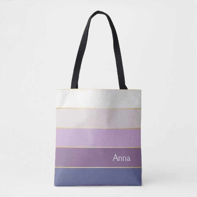 purple gold Custom Summer Colour Block Stripes Tote Bag (Front)