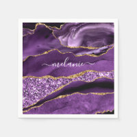Purple Gold Custom Your Name Napkins Personalised