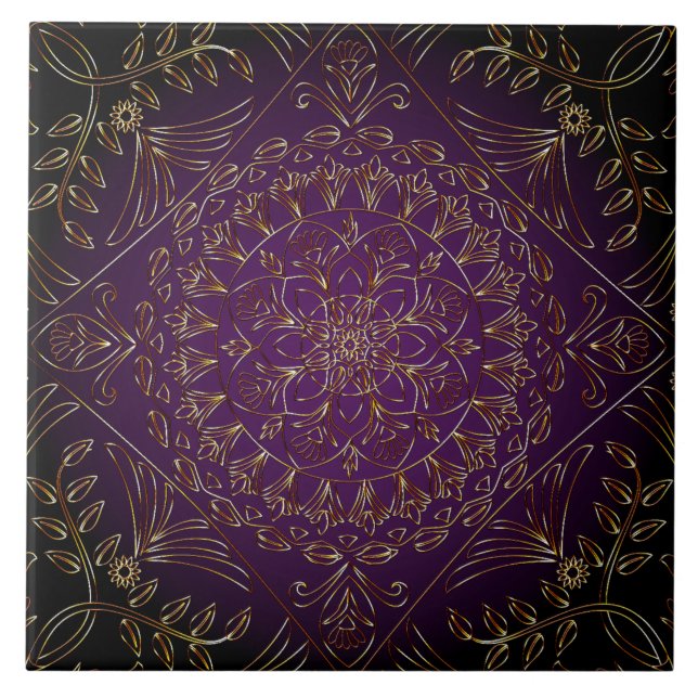 Purple Gold Decorative Ceramic Tile (Front)