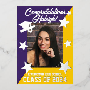 Purple & Gold Diagonal Graduation Silver