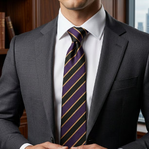 Purple & Gold Diagonal Striped  Tie