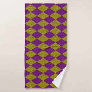 Purple & Gold Diamond Glitter Bath Towel