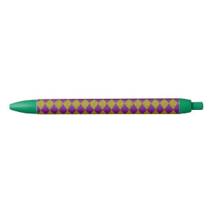 Purple & Gold Diamond Glitter Black Ink Pen