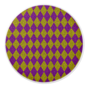Purple & Gold Diamond Glitter Ceramic Knob