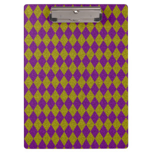 Purple & Gold Diamond Glitter Clipboard