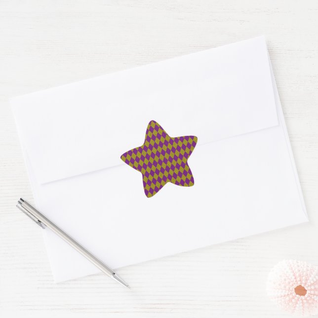 Purple & Gold Diamond Glitter Star Sticker (Envelope)