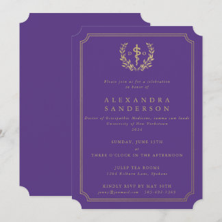 Purple/Gold Doctor of Osteopathic Medicine Grad Invitation