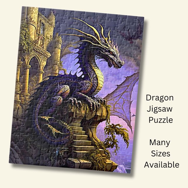 Purple Gold Dragon on Castle Steps  Jigsaw Puzzle (Creator Uploaded)
