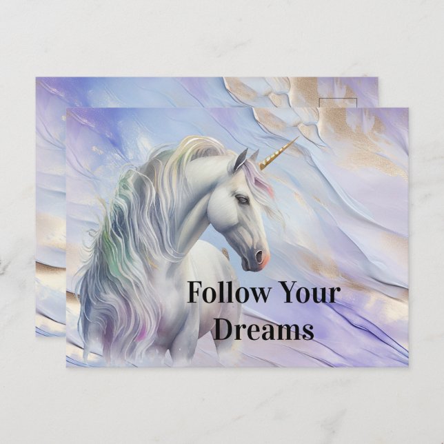 Purple Gold Dream Unicorn  Postcard (Front/Back)