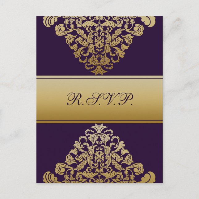 purple gold elegance RSVP cards (Front)