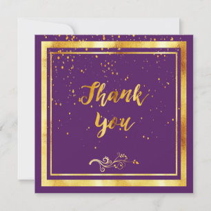 Purple gold elegant thank you card