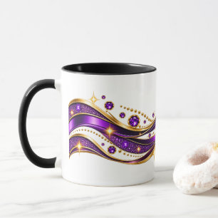 Purple & Gold Elegant Wavy Sparkle Combo Mug