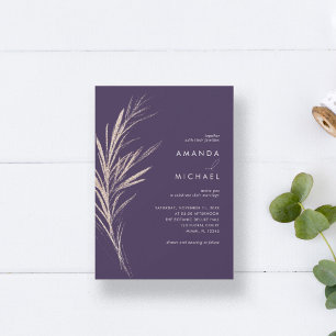 Purple Gold Elegant Wedding Invitation