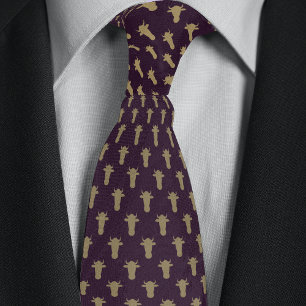 Purple & Gold Farmer Rancher Cow Head Tie