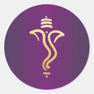 Purple Gold Festive Ganesh/ Indian God Classic Round Sticker
