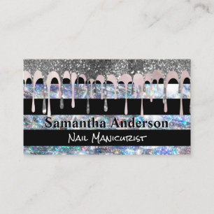 Purple Gold Flakes Glitter Sequin Striped Busi Business Card