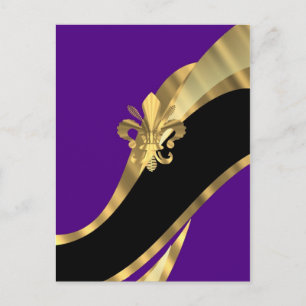 Purple & gold fleur de lys postcard