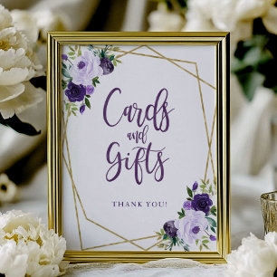 Purple Gold Floral Cards And Gifts Sign