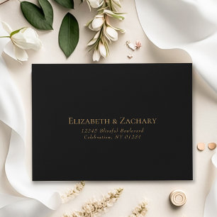 Purple Gold Floral Dark Wedding RSVP Return Envelope