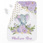 Purple & Gold Floral Elephant Nursery Baby Girl