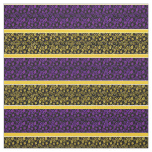 Purple/gold floral-gold/white stripe - black fabric