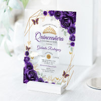 Purple Gold Floral Quinceanera