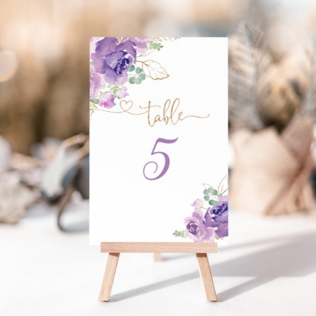 Purple gold floral table number (Creator Uploaded)