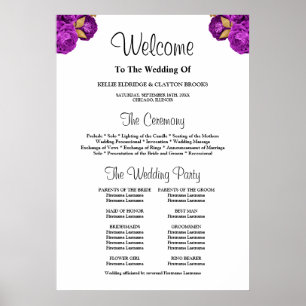 Purple/Gold Floral Wedding Ceremony Program Sign