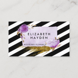 Purple gold foil Floral business card