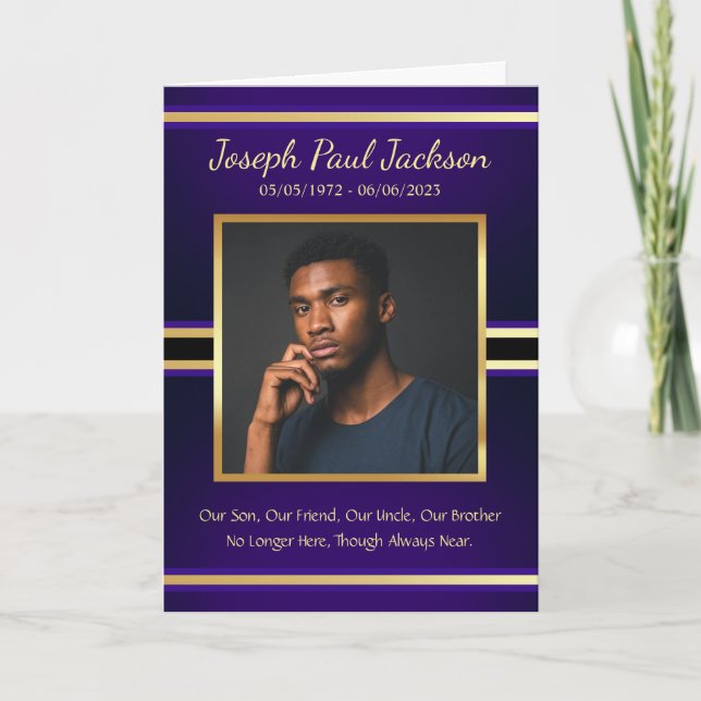 Purple Gold Funeral Service Folded Program Programme (Front)