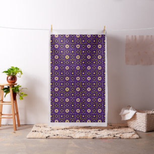 Purple Gold Geometric Cotton Twill Yardage Fabric