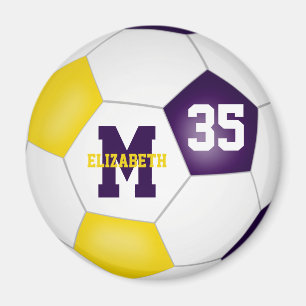 purple gold girls boys soccer team colours magnet