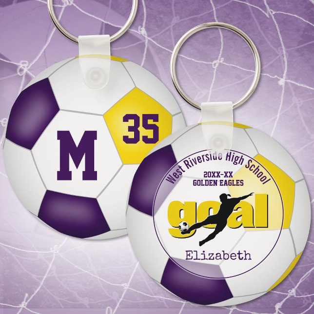 purple gold girls soccer goal team spirit sports key ring (Creator Uploaded)