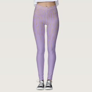 Purple Gold Glam Confetti Stripes Dots Leggings