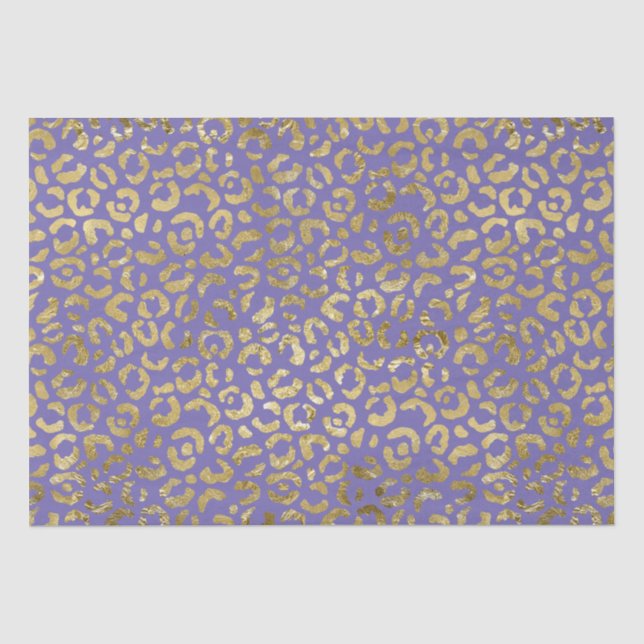 Purple Gold Glam Leopard Print Tissue Paper (Front)