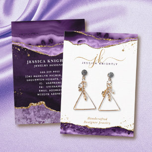 Purple Gold Glitter Agate Jewellery Display Business Card