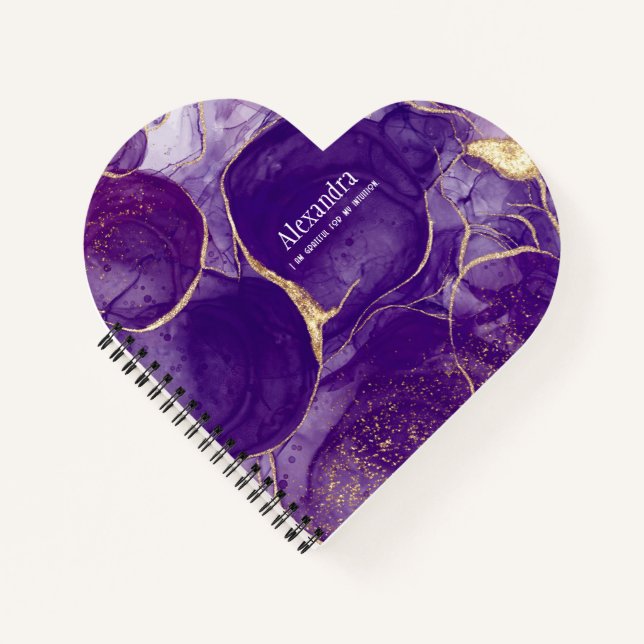  Purple Gold Glitter Agate with Affirmation Notebook (Front)