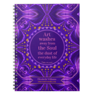 Purple Gold Glitter Art Mandala Creative Pages Notebook