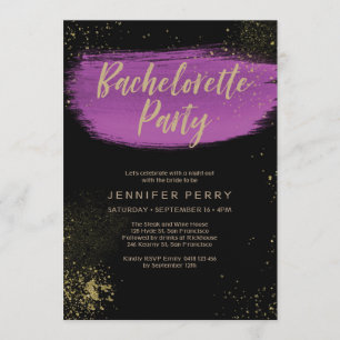 Purple gold glitter Bachelorette Party Invitation